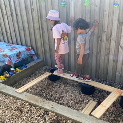 Children investigating the garden